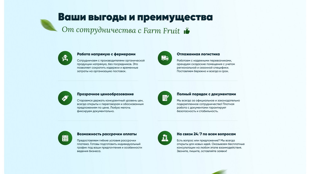 Экран выгод и преимуществ, 6 пунктов